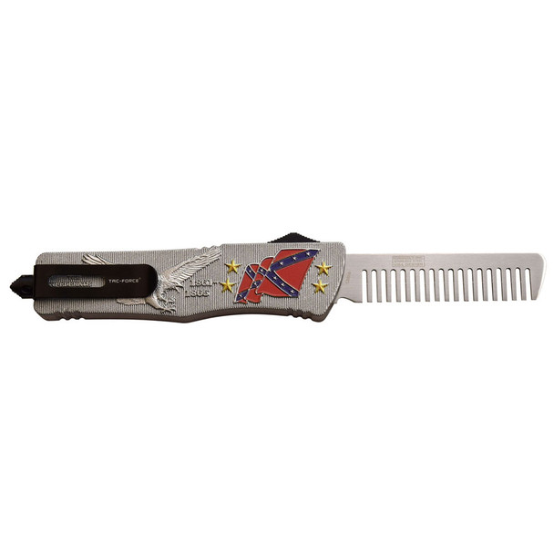 Auto Retractable Eagle Design Beard Comb w Glassbreaker