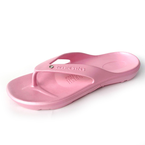 Aussie Soles Metallic Pink Starfish 2cm Arch Support Thongs with Diamante