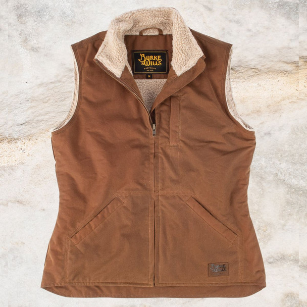 Burke & Wills Womens Dark Caramel Kings Oilskin Vest