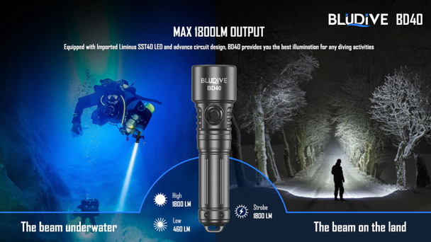 Bludive BD40 Dive torch - 1800lm