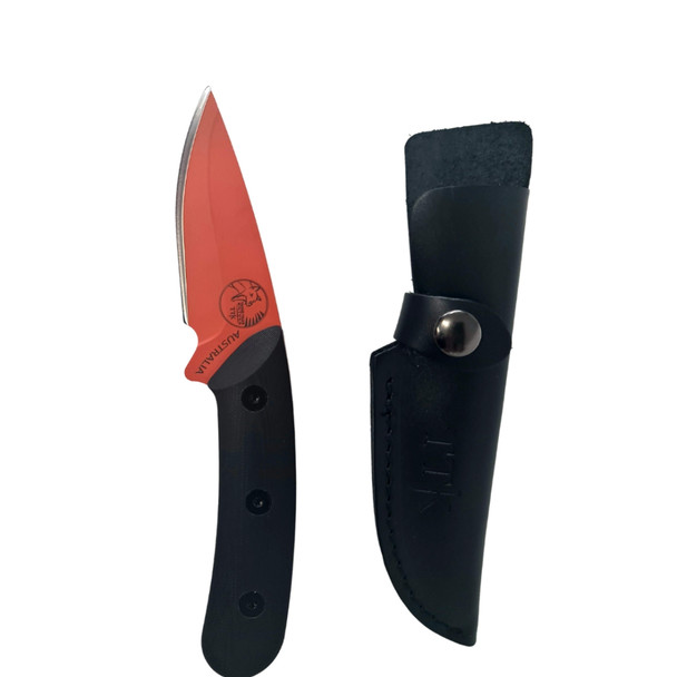 Tassie Tiger Knives Australian Made Orange Cerakote – Black G10 Handle