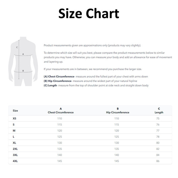 Burke & Wills Blue Sky Flinders Work Shirt - Size Chart