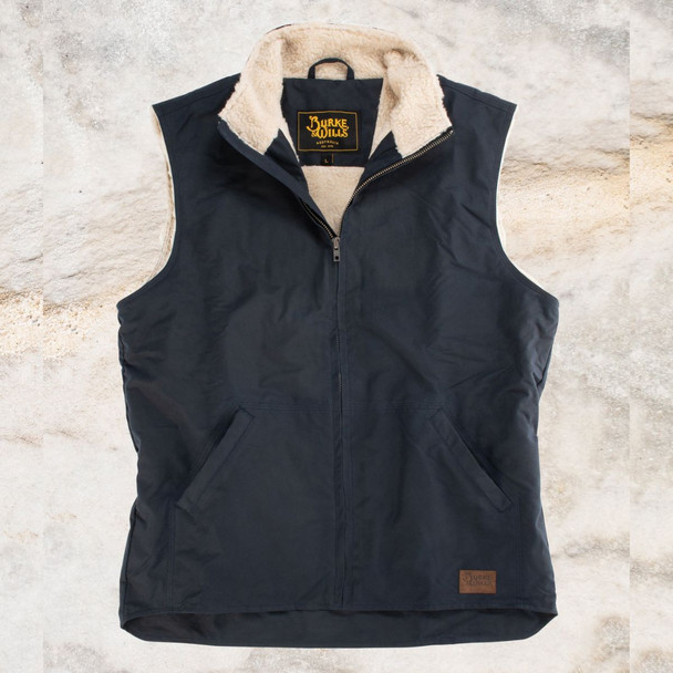 Burke & Wills Mens Ink Kings Oilskin Vest