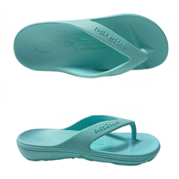 Aussie Soles Kids Starfish Thongs - Aqua