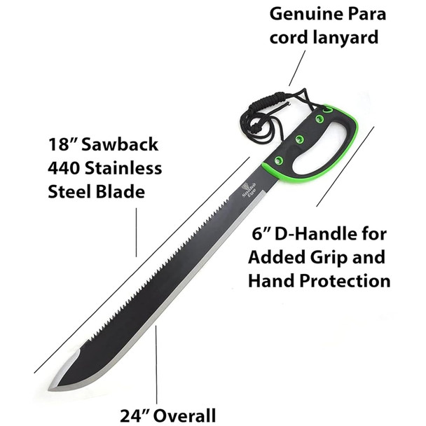 Snake Eye Sawback Black & Green Machete