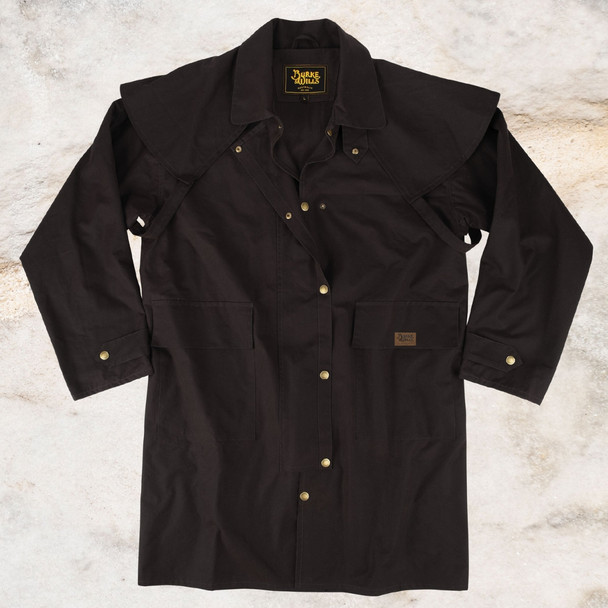 Burke & Wills Mens Brown Stockman Oilskin Short Coat