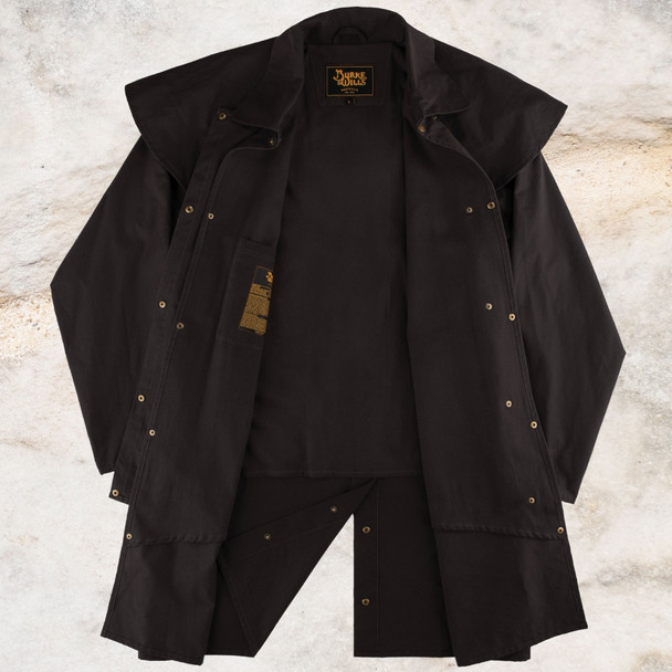 Burke & Wills Mens Brown Stockman Oilskin Short Coat