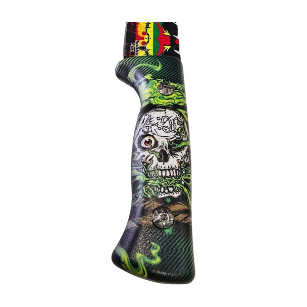 Snake Eye Skull & Leaf Sawback Knife