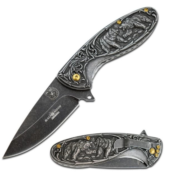 Dark Fantasy Blades Bears Engraved Pocket Knife