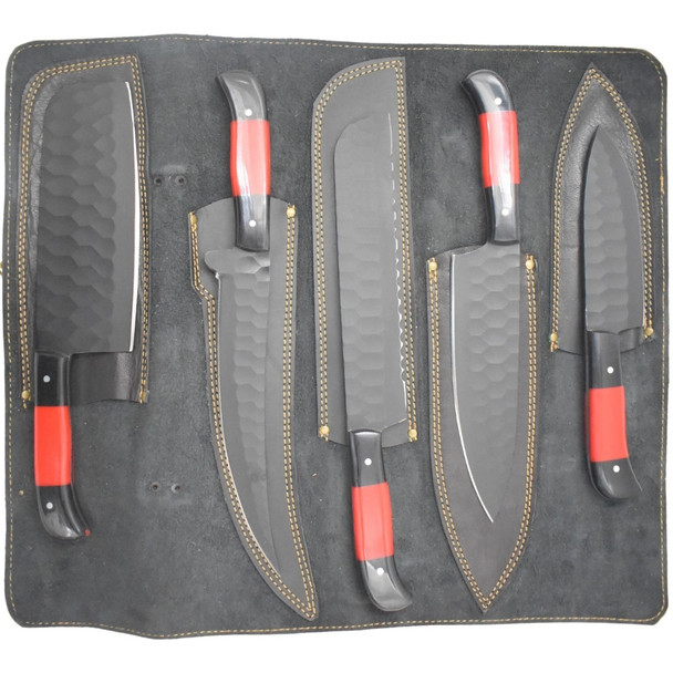 Elk Ridge 6 Piece Red & Black Kitchen Knife Set