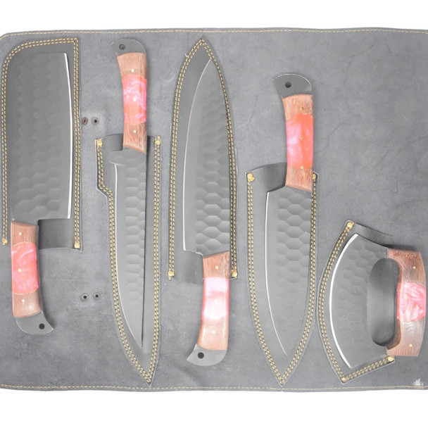 Elk Ridge 6 Piece Pink & Brown Kitchen Knife Set
