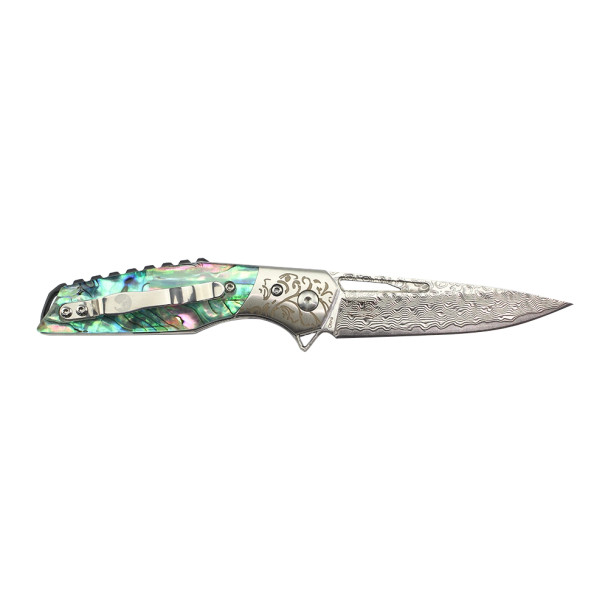 Elk Ridge Abalone Damascus Ball Bearing Pocket Knife