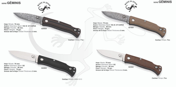 Salamandra Geminis Light Flax VG-10 Damascus Pocket Knife