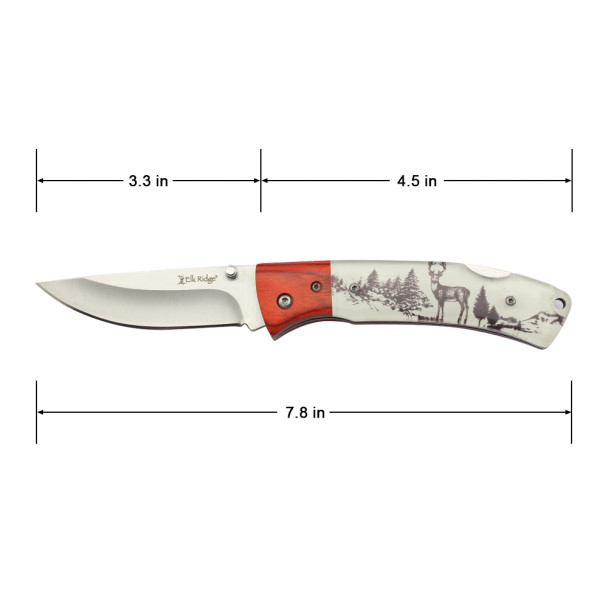 Elk Ridge Deer & Wooden Bolster Pocket Knife