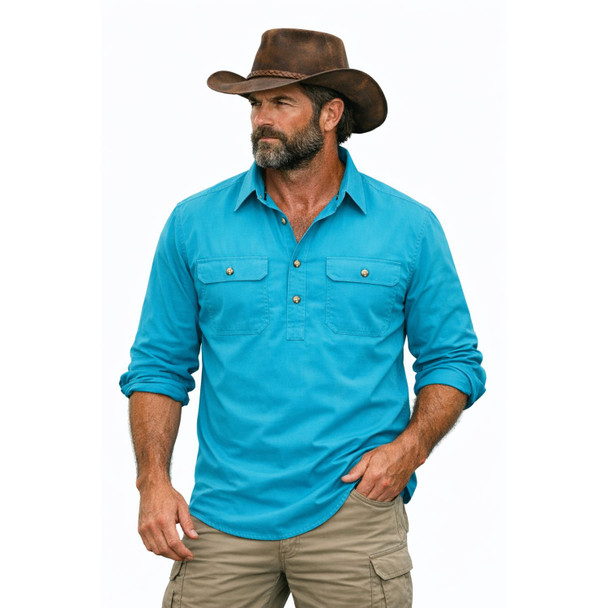 Burke & Wills Men's Aqua Lightweight Shirt