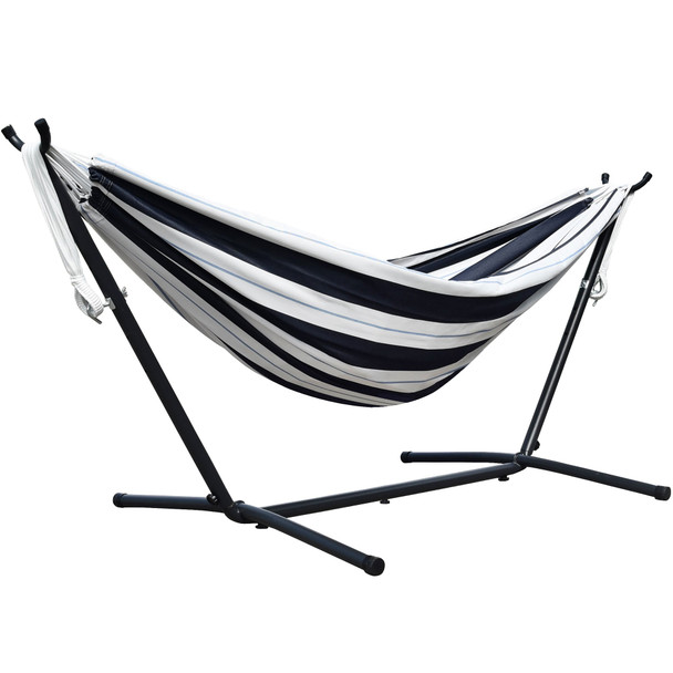 Vivere Double Sunbrella Hammock with Stand (280cm) - Harbor