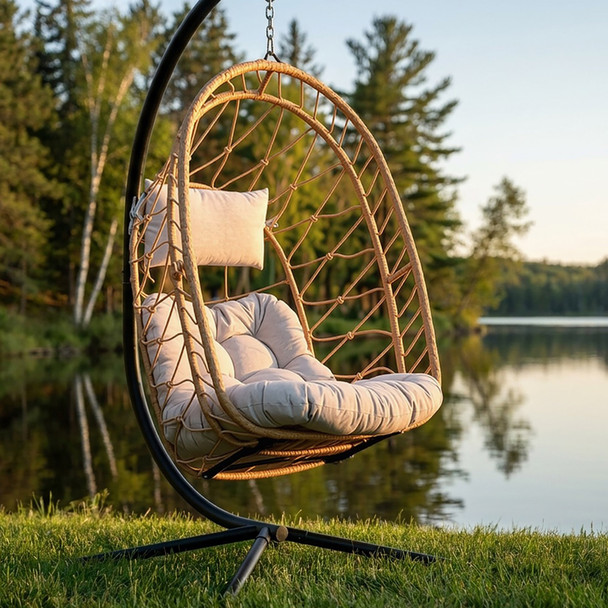 Vivere Deluxe Nest Chair with Stand - Cappuccino