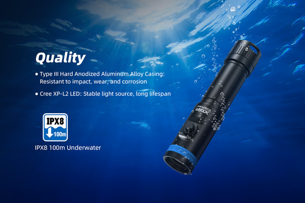 XTAR MiniSuper D20 Press 1200 Lumen Dive Torch Set