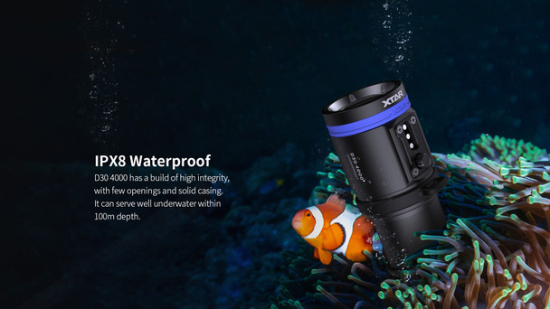 XTAR D30 4000 Lumen Underwater Photo & Video Dive Torch Set