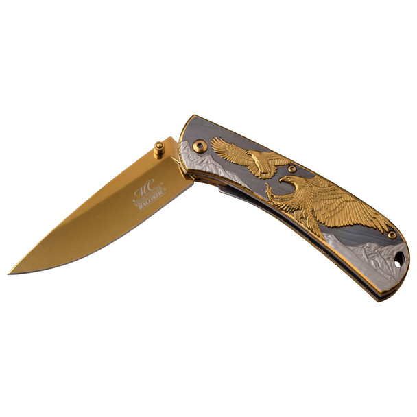 Masters Collection Gold Engraved Folding Knife