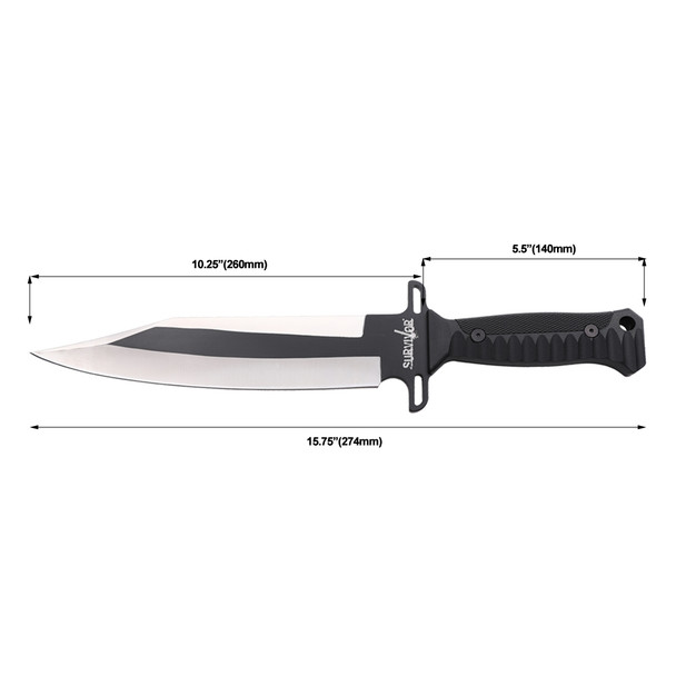 Survivor Sawback Bowie Knife with Sheath - Black Handle