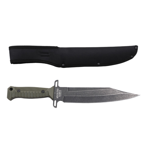 Survivor Sawback Bowie Knife with Sheath - Green Handle