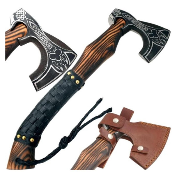 Old Ram Handmade Viking Throwing Axe with Leather Sheath