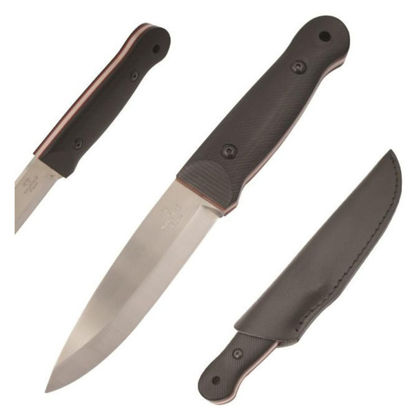 Snake Eye Tactical Drop Point Fixed Blade Knife with Leather Sheath
