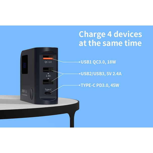 XTAR EU4S 45W 4-Port USB Charging Station - Car, Solar & Power Station Input