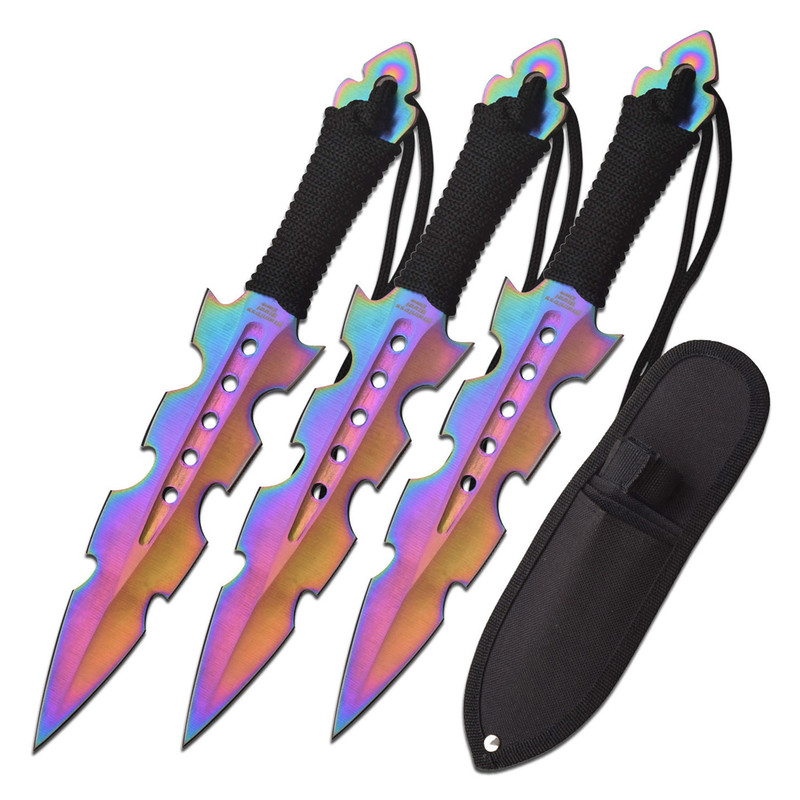 Perfect Point Rainbow Throwing Knives 3 Pack