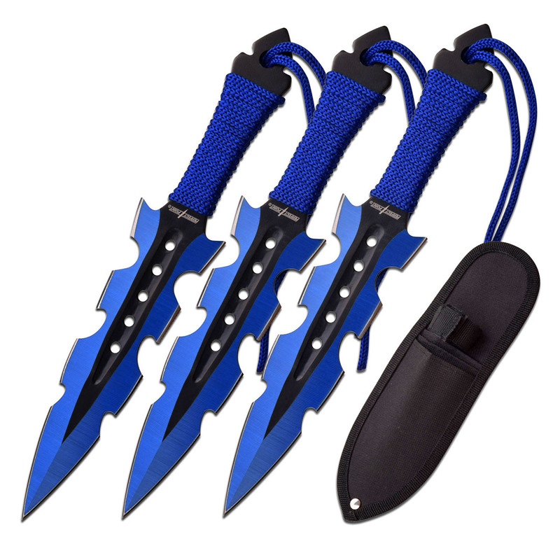 Perfect Point Black & Blue Throwing Knives 3 Pack