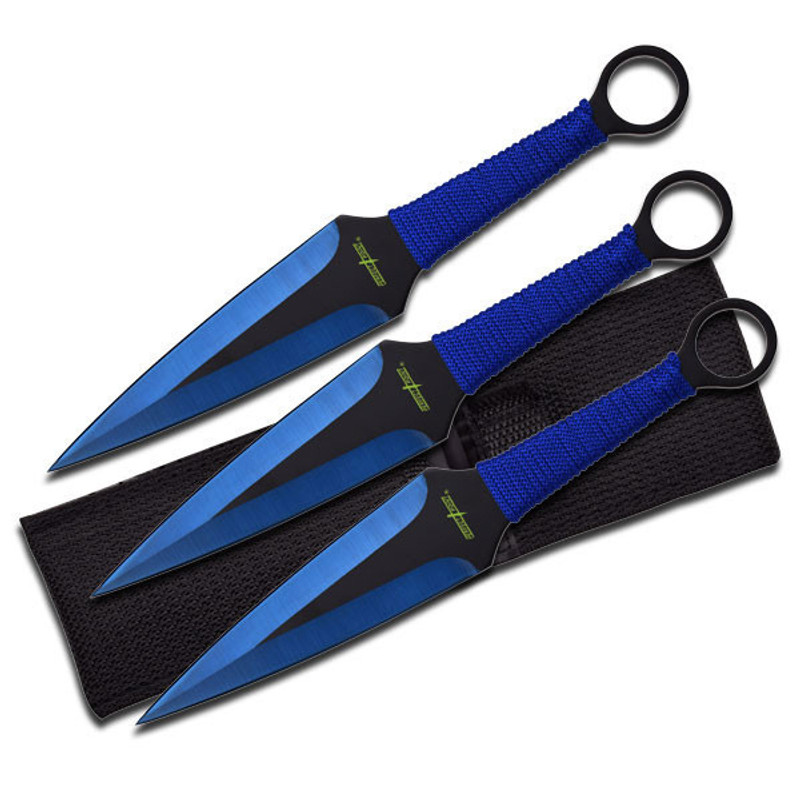 Perfect Point Blue Dagger Throwing Knives 3 Pack