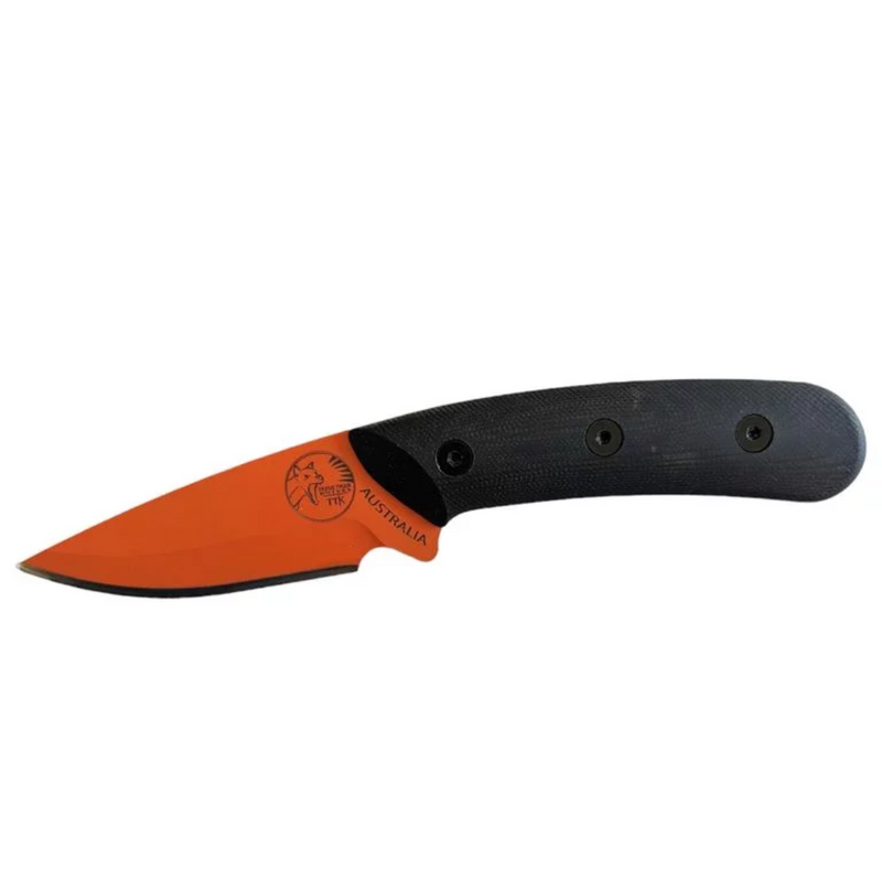 Tassie Tiger Knives Australian Made Orange Cerakote – Black G10 Handle