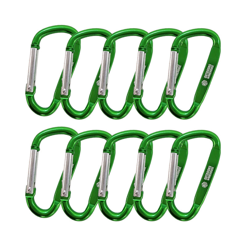 Metallic Green 8cm Carabiner Gear Clip 10 Pack