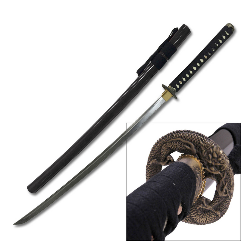 Ten Ryu Handmade Dragon Samurai Sword - Black
