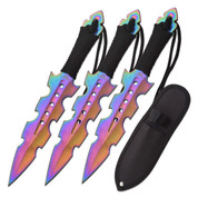 Perfect Point Rainbow Throwing Knives 3 Pack