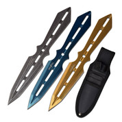 Perfect Point Silver, Blue & Yellow Throwing Knives 3 Pack