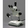 AmScope ZM-2TX Professional Trinocular Stereo Zoom Microscope, EW10x Eyepieces, 3.35X-45X Magnification, 0.67X-4.5X Zoom Objective, Upper and Lower Halogen Lighting, Pillar Stand, 110V-120V, Includes 0.5X Barlow Lens