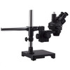 AmScope 3.5X-180X Black Trinocular Stereo Zoom Microscope on Single Arm Boom Stand + 144 LED Compact Ring-Light with 18MP USB3.0 Camera