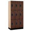 Salsbury Industries 3-Tier Designer Wood Locker with Three Wide Storage Units, 6-Feet High by 18-Inch Deep, Mahogany