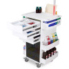 TrippNT-White Core DX Organizing Cart with Smoke Sliding Door, 23"W x 19"D x 35"H