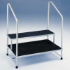 Blickman 7764MR-HR Two-Step Foot Stool with Two Handrails, Stainless Steel, MR Conditional