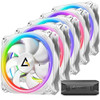Rgb Case Fans, 120Mm Rgb Fan, 5V-3Pin Addressable 120Mm 5 Pcs Prizm 5Pcs White
