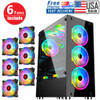 6Fans+ Case Atx Mid-Tower Gaming Pc Computer Case Tempered Glass Atx/Matx/Itx Pc