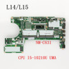 Nm-C631 For Lenovo Thinkpad L14 L15 Motherboard Cpu I5-10210U Uma Fru 5B20W77438