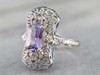 Art Deco Purple Sapphire And Diamond Dinner Ring