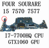 For Dell Inspiron 15 7570 7577 Motherboard I7-7700Hq Cpu Gtx1060 Gpu La-E992P