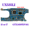 For Asus Zenbook Pro 15 Ux535Li Ux535Lh Motherboard W/ I5 I7 Cpu 16G-Ram Dis