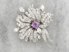 Spectacular Pink Sapphire And Diamond Retro Era Platinum Brooch