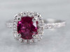 White Gold Ruby And Diamond Halo Ring